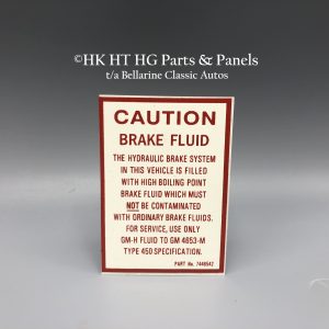 Caution Brake Fluid Decal