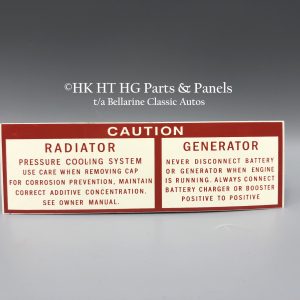 Caution Radiator Generator Decal